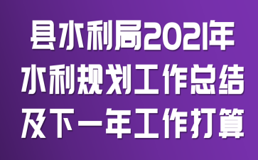 县水利局2021年水利规划工作总结及下一年工作打算