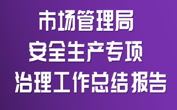 市场管理局安全生产专项治理工作总结报告