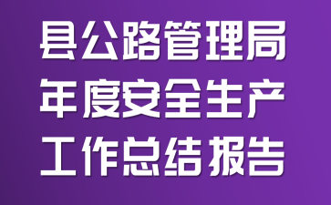 县公路管理局年度安全生产工作总结报告