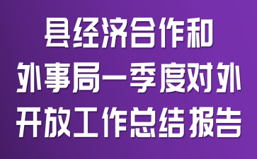 县经济合作和外事局一季度对外开放工作总结报告