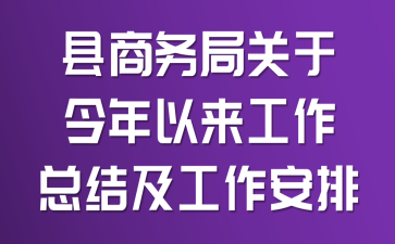 县商务局关于今年以来工作总结及工作安排