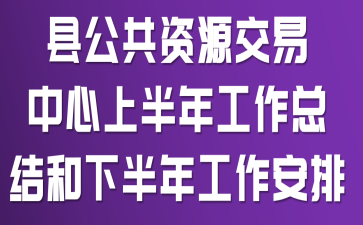 县公共资源交易中心上半年工作总结和下半年工作安排