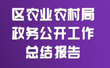 区农业农村局政务公开工作总结报告