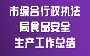 市综合行政执法局食品安全生产工作总结
