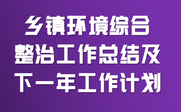乡镇环境综合整治工作总结及下一年工作计划