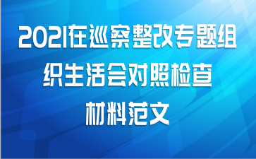 2021在巡察整改专题组织生活会对照检查材料范文